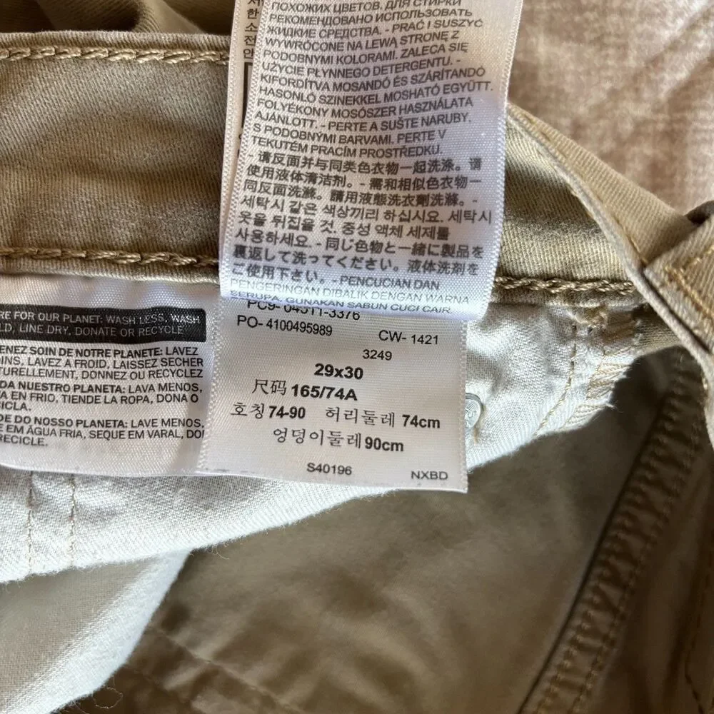 Levi's 511 Slim Fit Tan Khaki Casual Pants Trousers Men's Size 29x30